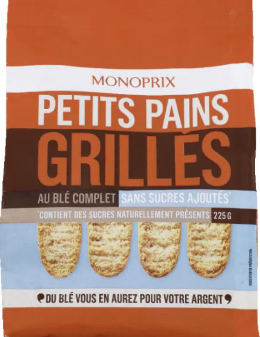 Monoprix Petits pains grillés au blé complet sans sucres ajoutés packshot
