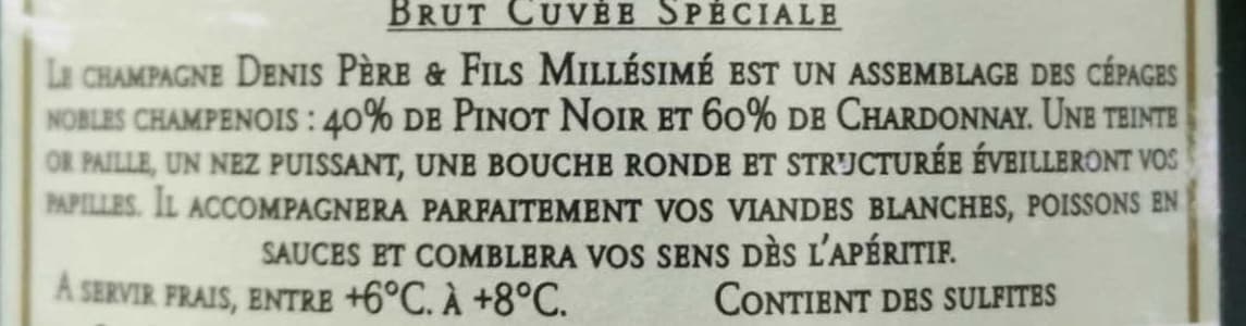Denis Père & Fils Champagne millésime Brut cuvée spéciale packshot