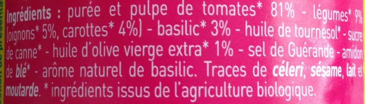 MONOPRIX BIO ! Sauce tomate basilic bio packshot