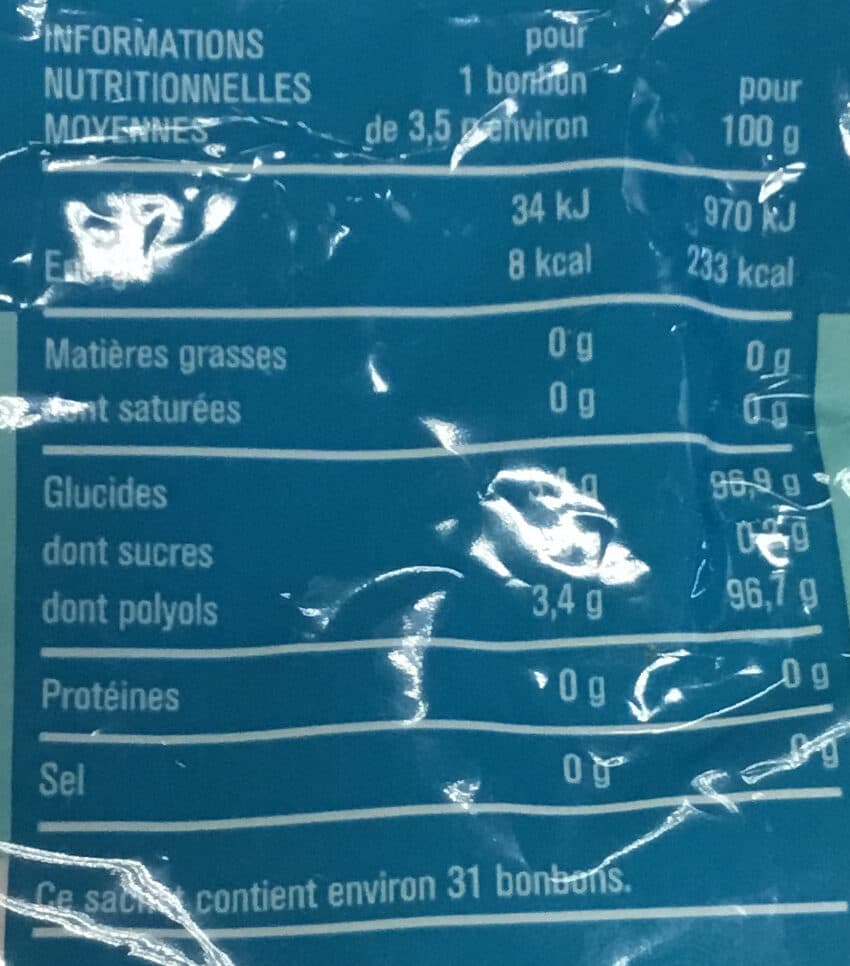 Monoprix BONBONS MENTHE SANS SUCRE packshot