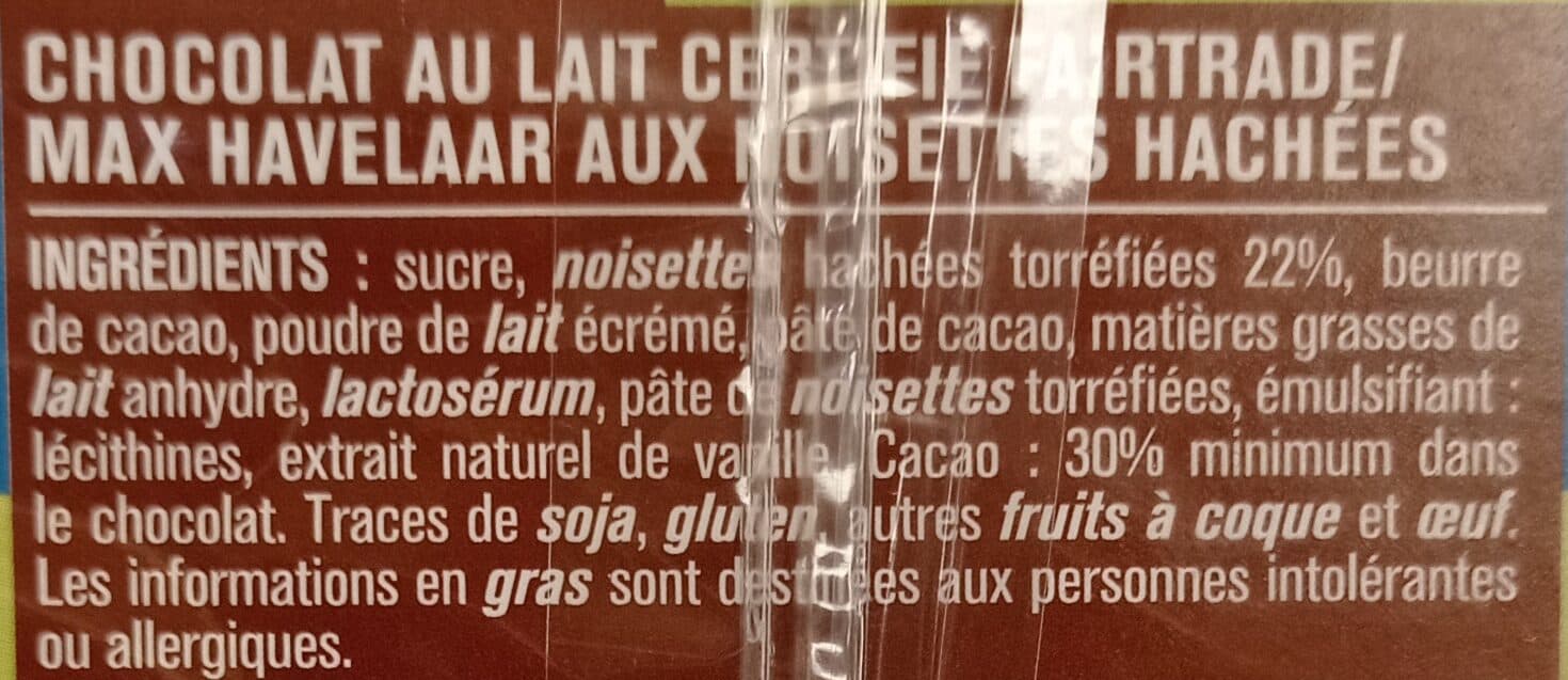 Monoprix Chocolat au lait et éclats de noisettes packshot