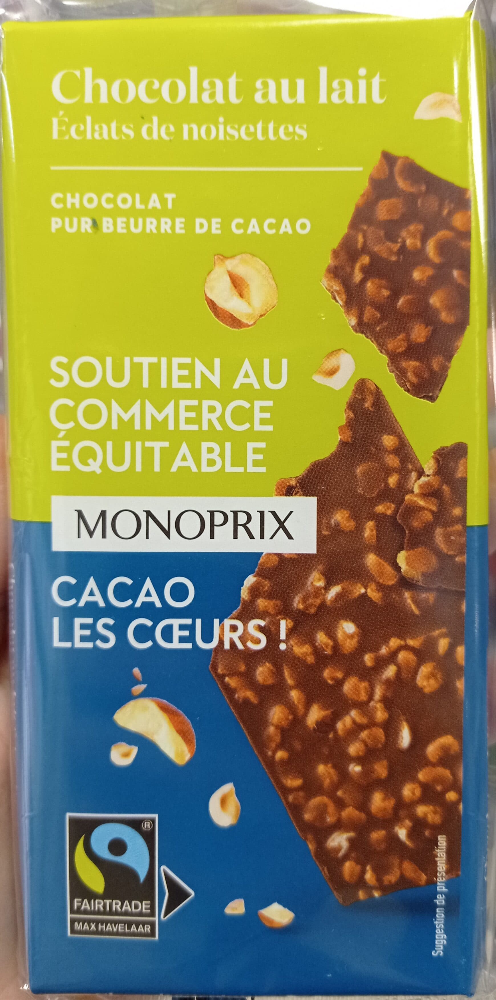 Monoprix Chocolat au lait et éclats de noisettes packshot