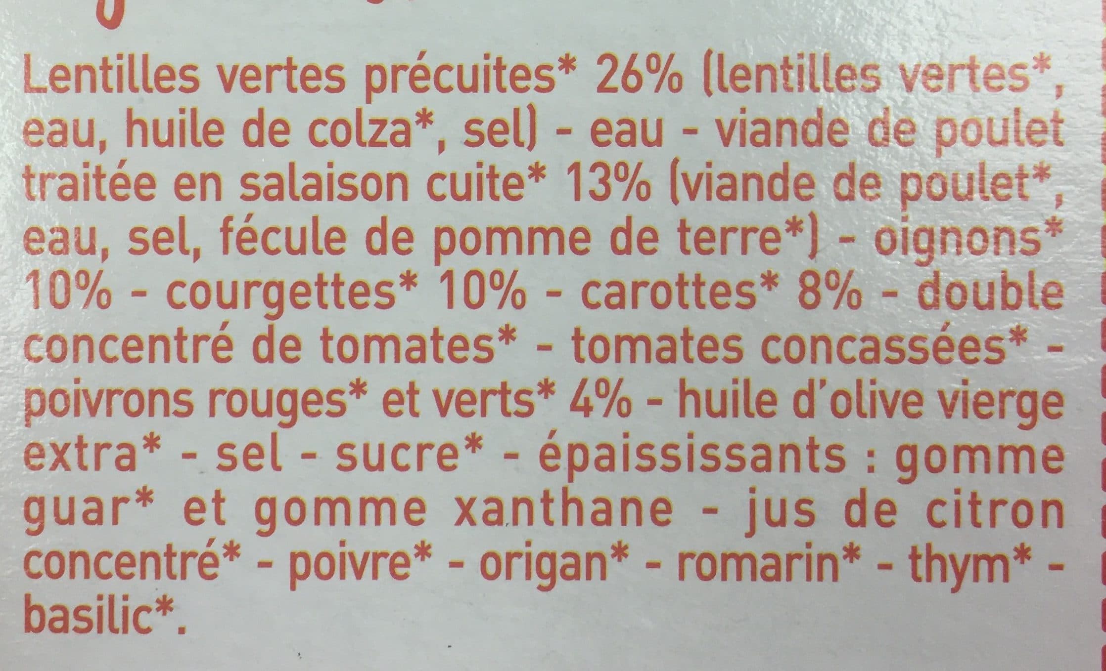 MONOPIX BIO Emincés de volaille aux lentilles cuisinées packshot