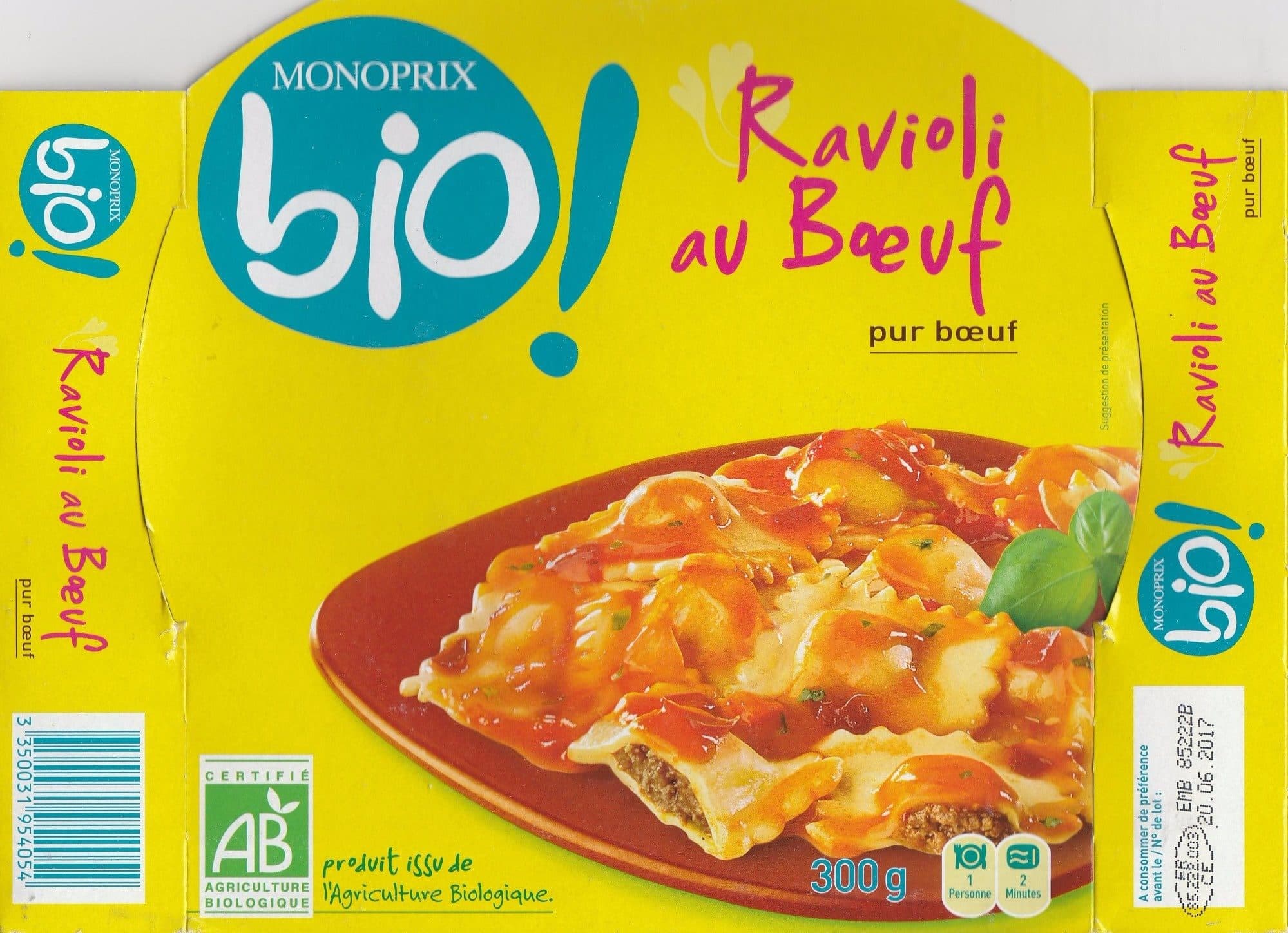 MONOPRIX BIO ! Ravioli au bœuf packshot