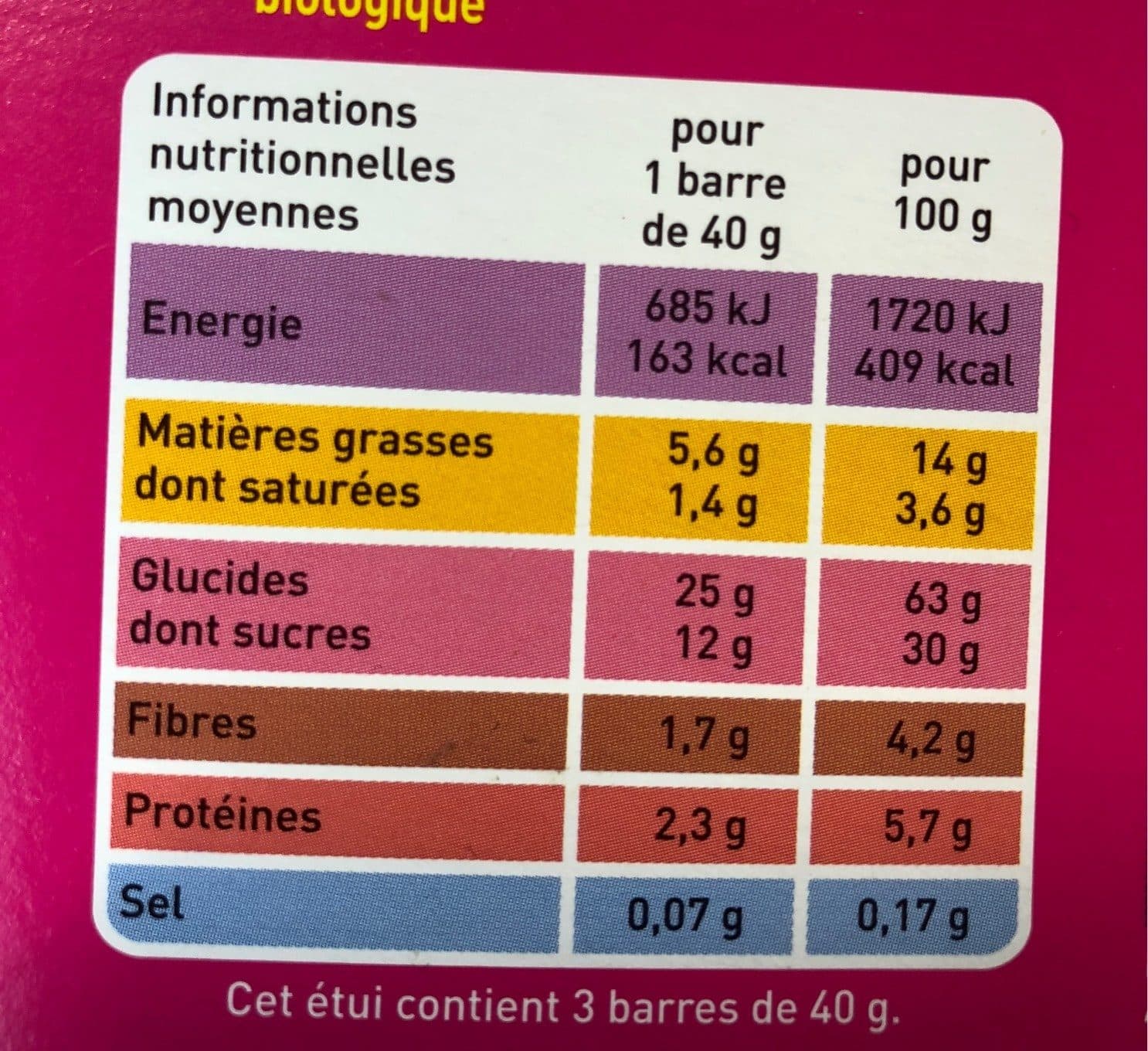 MONOPRIX BIO ! Barres Abricot Chocolat packshot