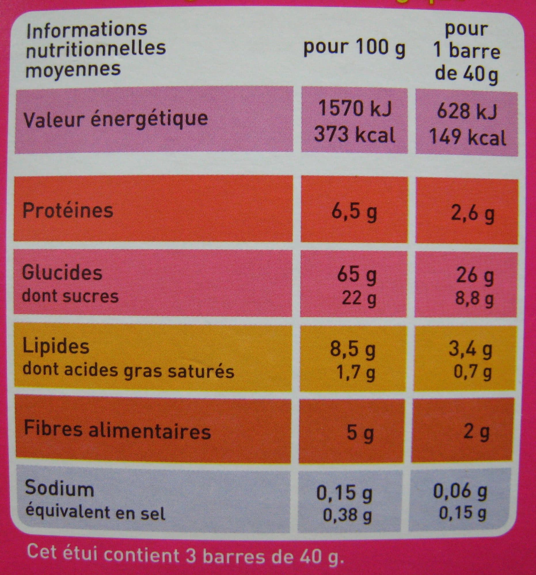 MONOPRIX BIO ! Barres Cranberries cajou quinoa Bio Monoprix packshot