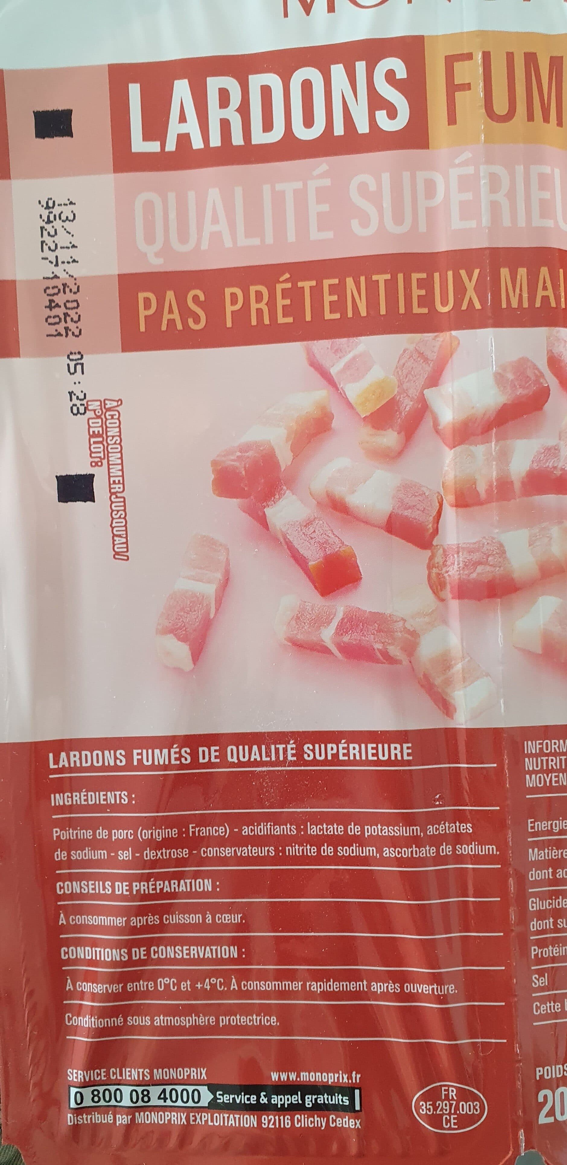 Monoprix Lardons fumés, qualité supérieure packshot