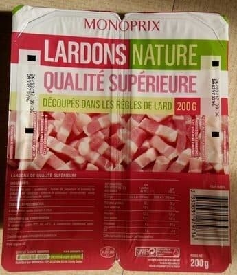 Monoprix Lardons nature qualité supérieure packshot