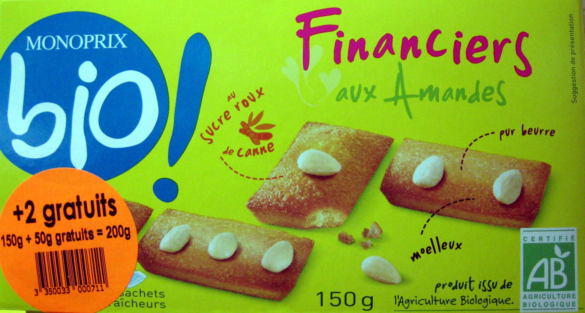 Monoprix Financiers aux Amandes Bio Monoprix packshot
