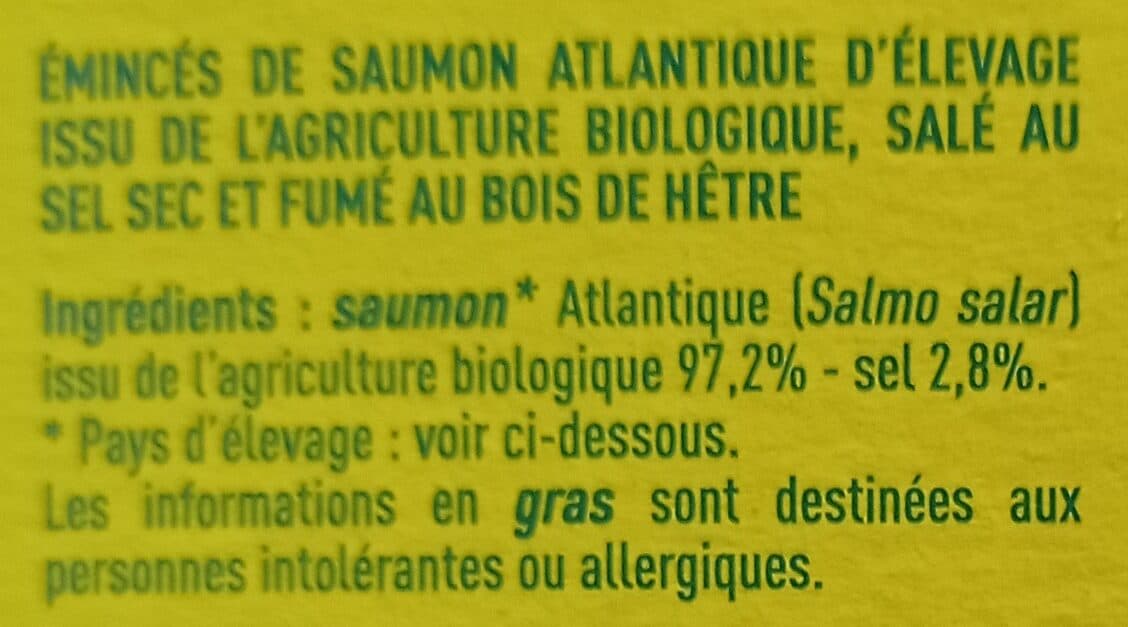 Monoprix Emincés de saumon Atlantique fumé Bio (6 à 9 tranches) - 100 g packshot