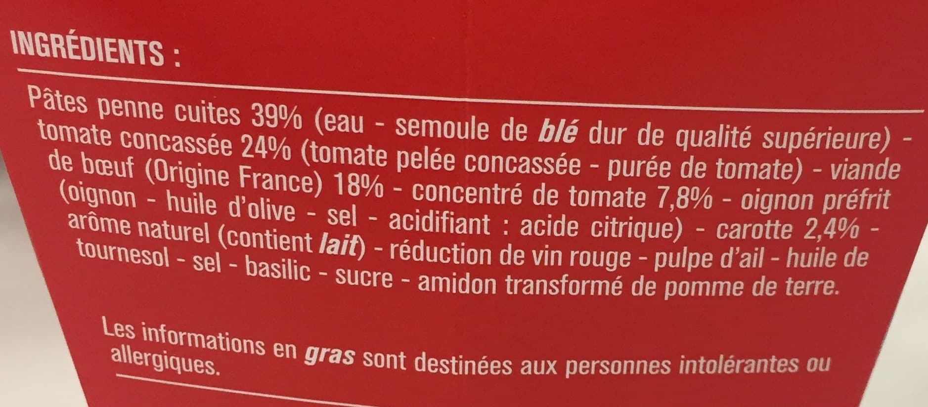 Monoprix Penne sauce bolognaise packshot
