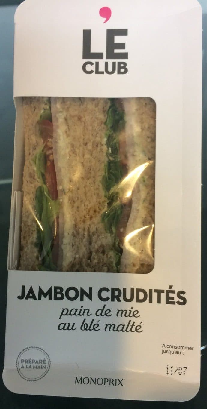 Monoprix Sandwich Jambon Crudité packshot