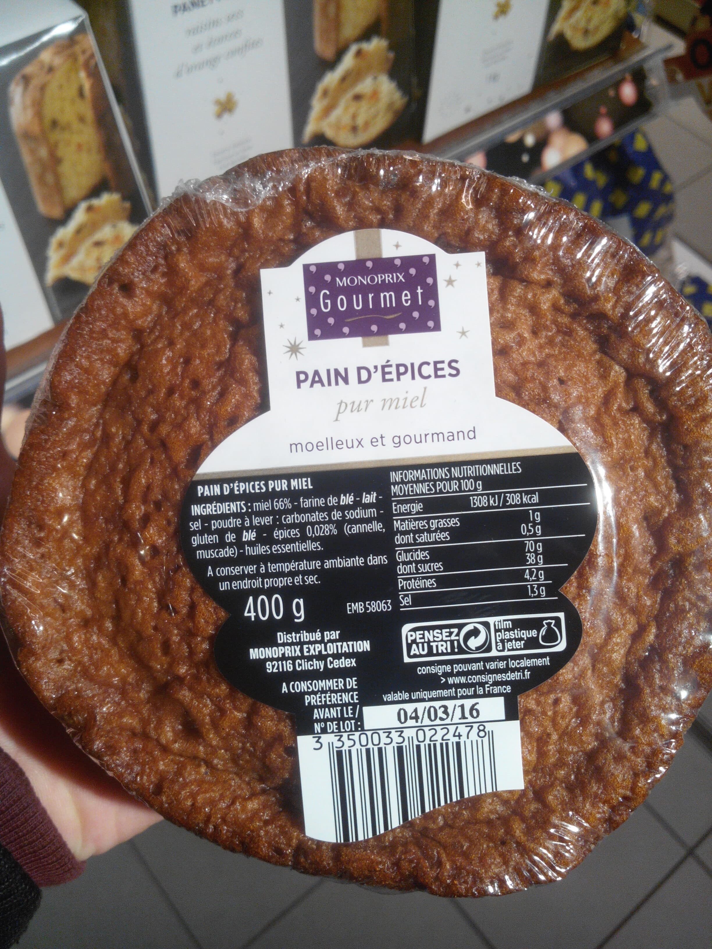 Monoprix Pain d'épices pur miel packshot