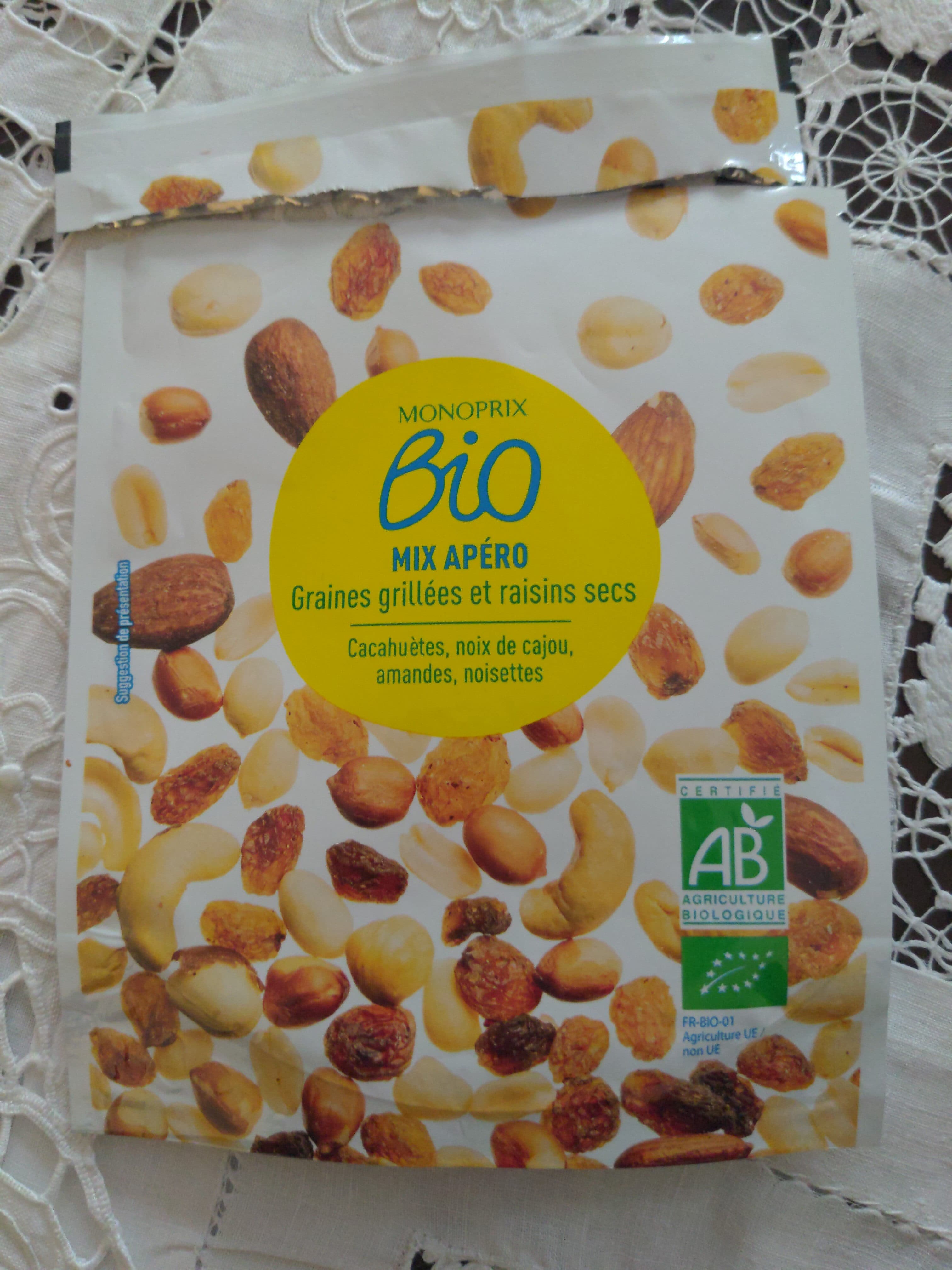 MONOPRIX BIO ! Mix Apéro - graines grillées et raisins secs packshot