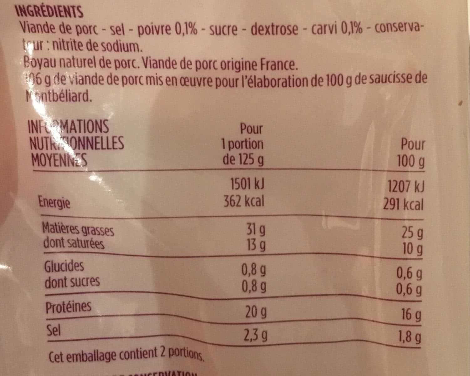 Monoprix Saucisses de Montbéliard, fumées et cuites packshot
