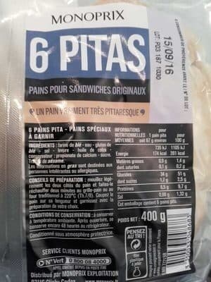 Monoprix 6 pitas packshot