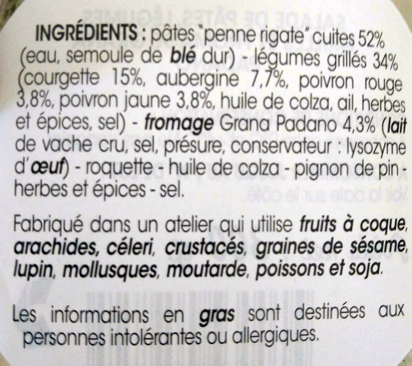 Monop'daily Penne et légumes grillés grana padano packshot