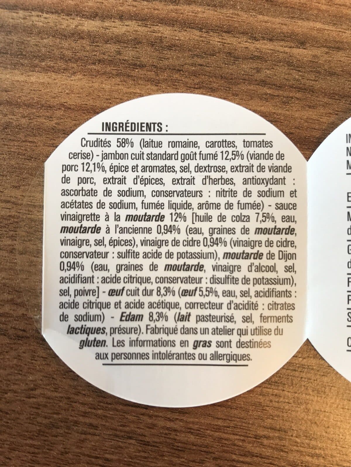 Monoprix Salade Jambon crudités packshot