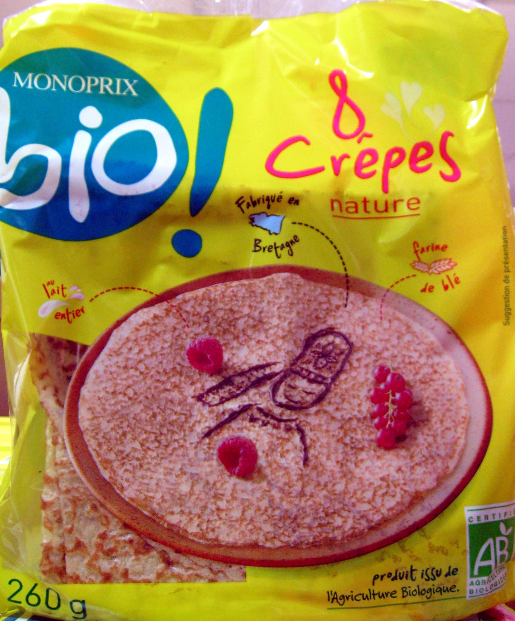 MONOPRIX BIO ! 8 Crêpes nature Bio Monoprix packshot