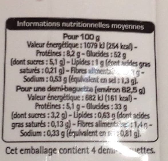 Monoprix 2 Demi-baguettes précuites packshot