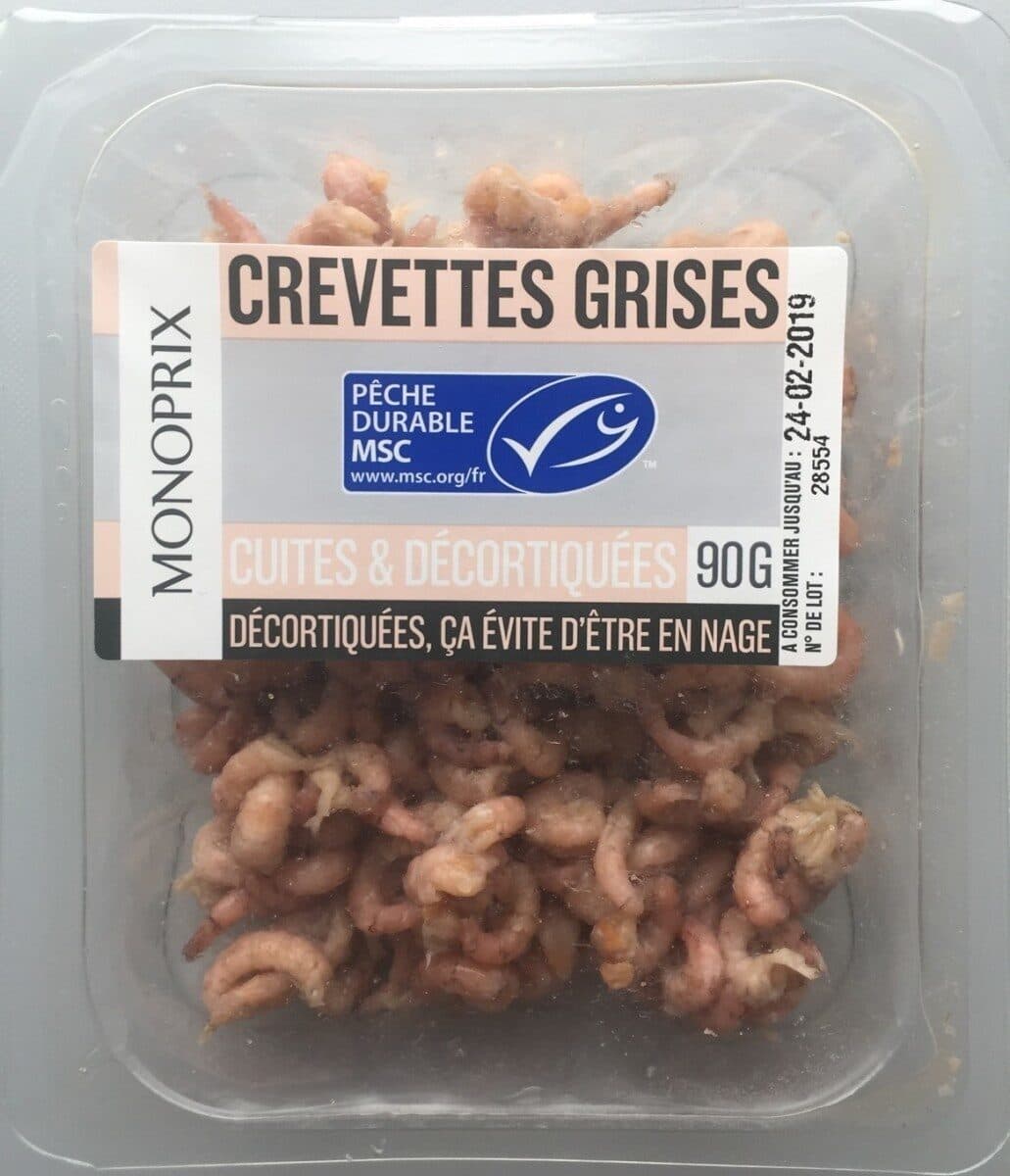 Monoprix Crevettes grises cuites & décortiquées packshot
