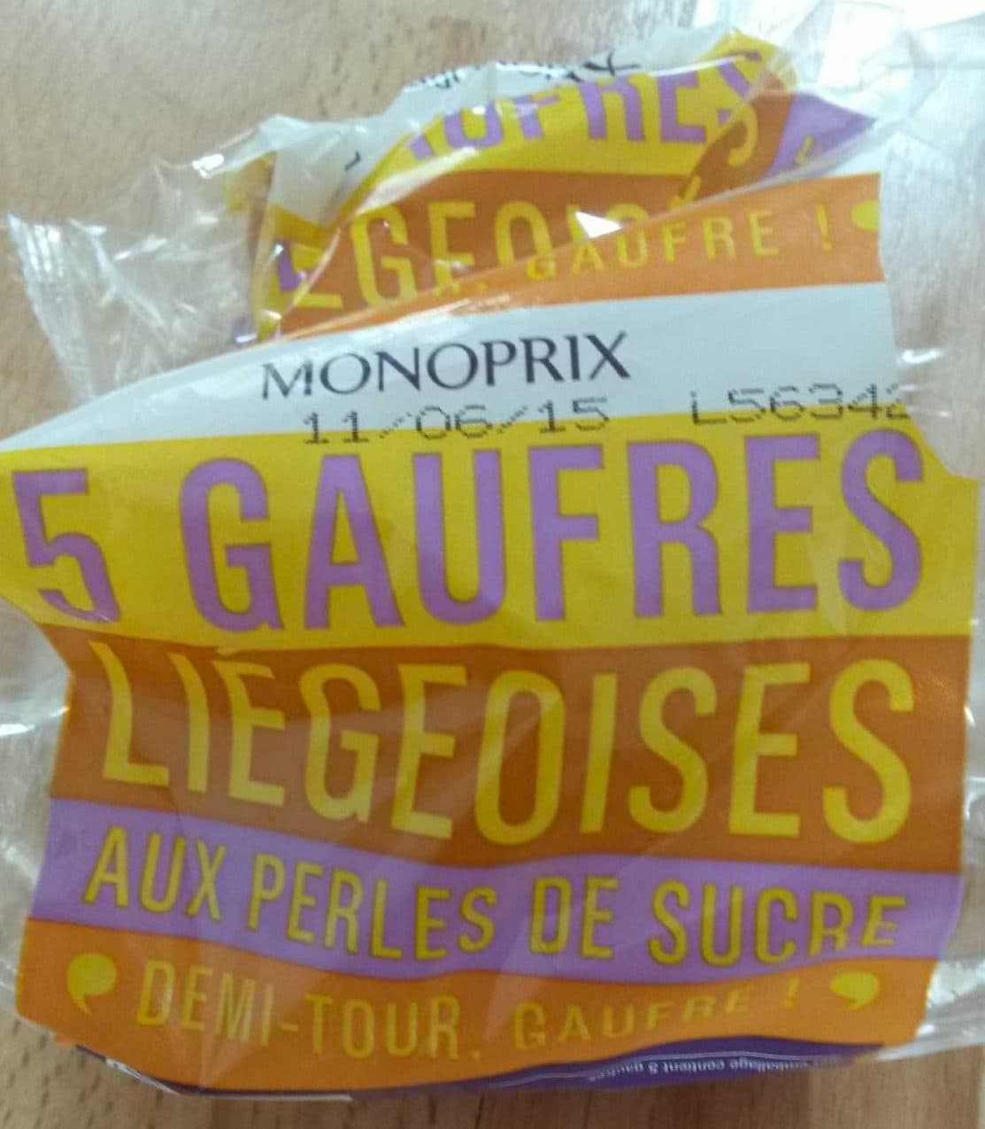 Monoprix 5 gaufres liégeoises aux perles de sucre packshot