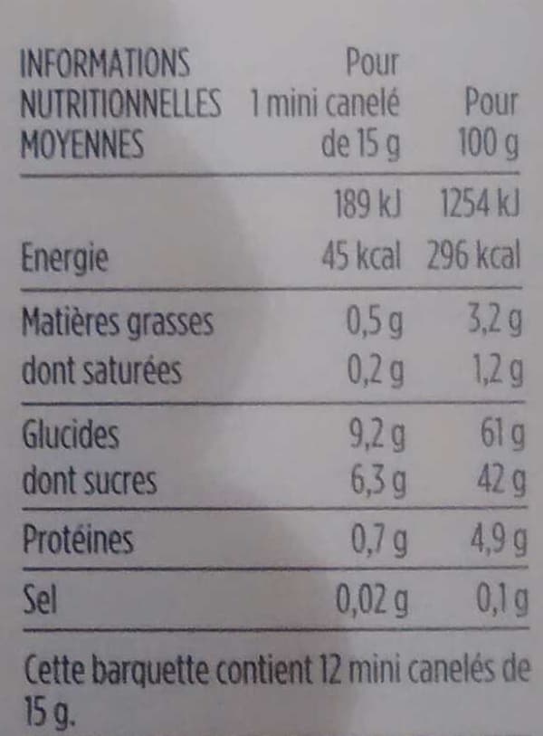 Monoprix 12 mini canelés packshot