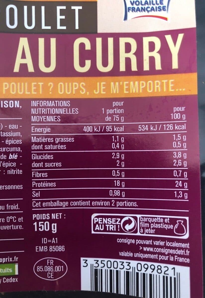 Monoprix Émincés de filet de poulet au curry packshot