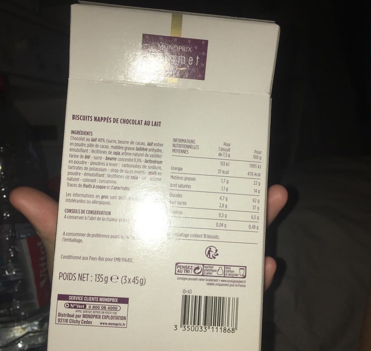 Monoprix Bâtonnets sablés chocolat au lait packshot