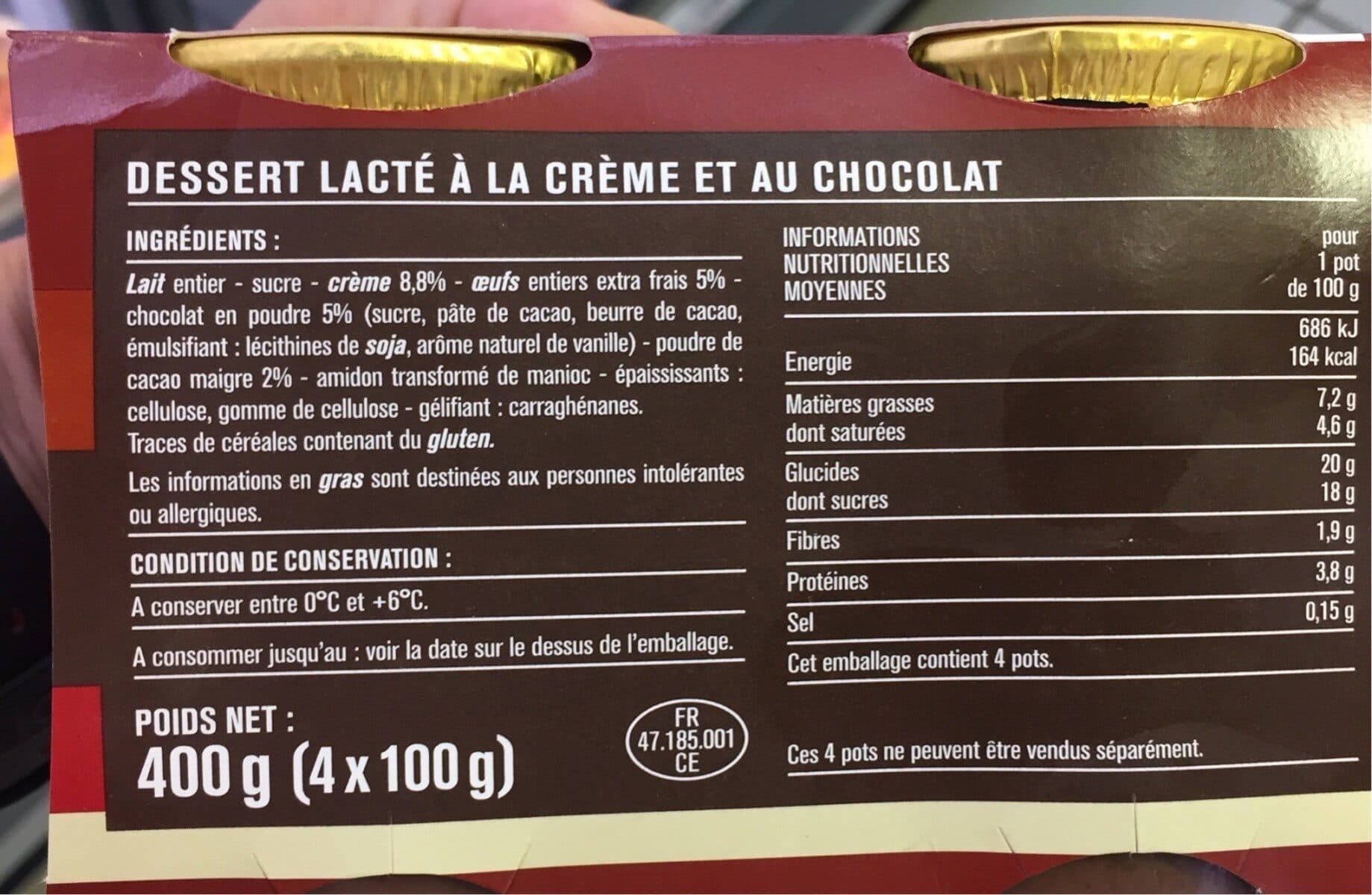 Monoprix Petits pots à la crème chocolat et aux oeufs frais packshot