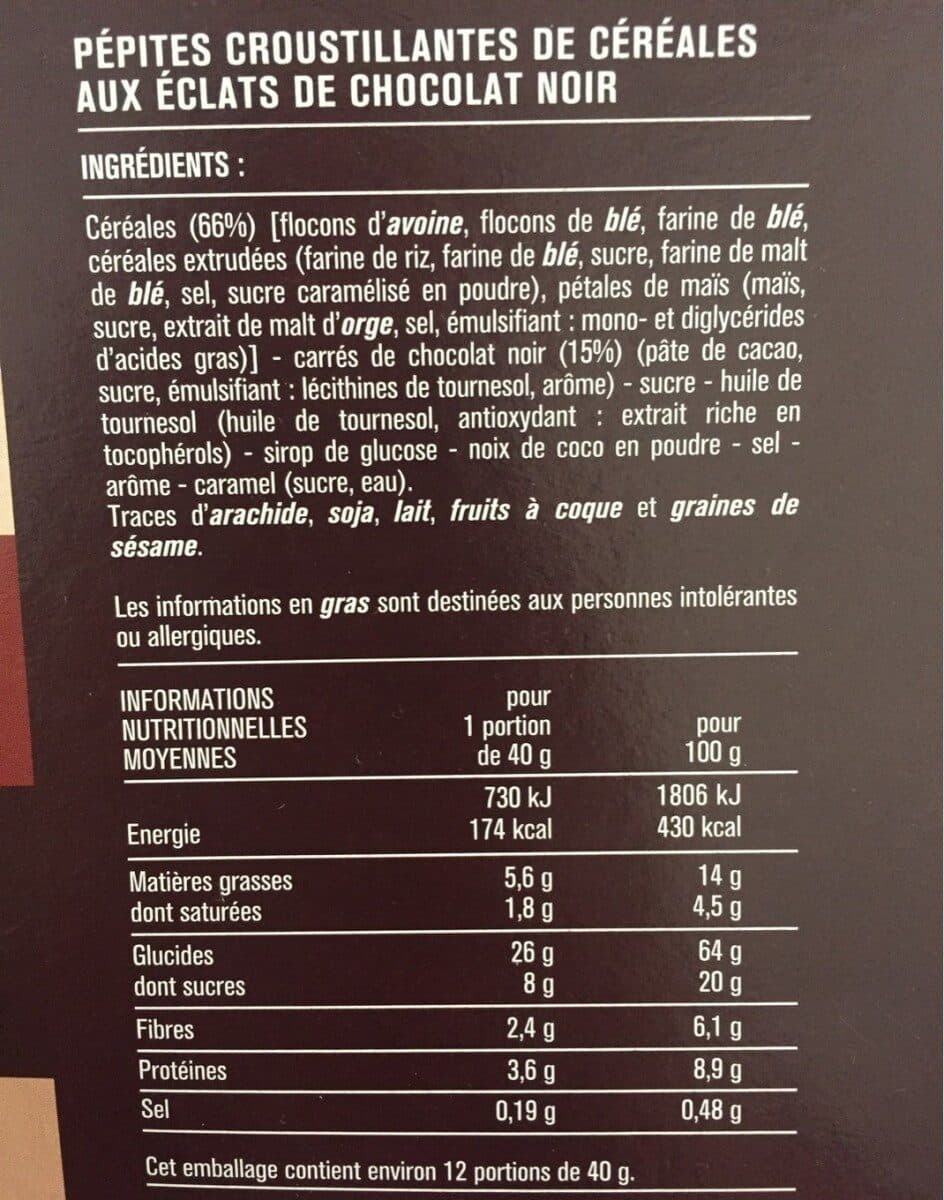 Monoprix Pépites croustillantes éclats de chocolat noir packshot