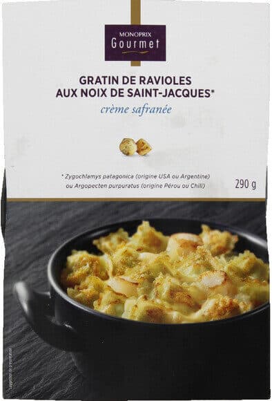 Monoprix Gratin de ravioles aux noix de Saint-Jacques, crème safranée packshot