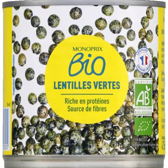 Monoprix bio Lentilles vertes packshot