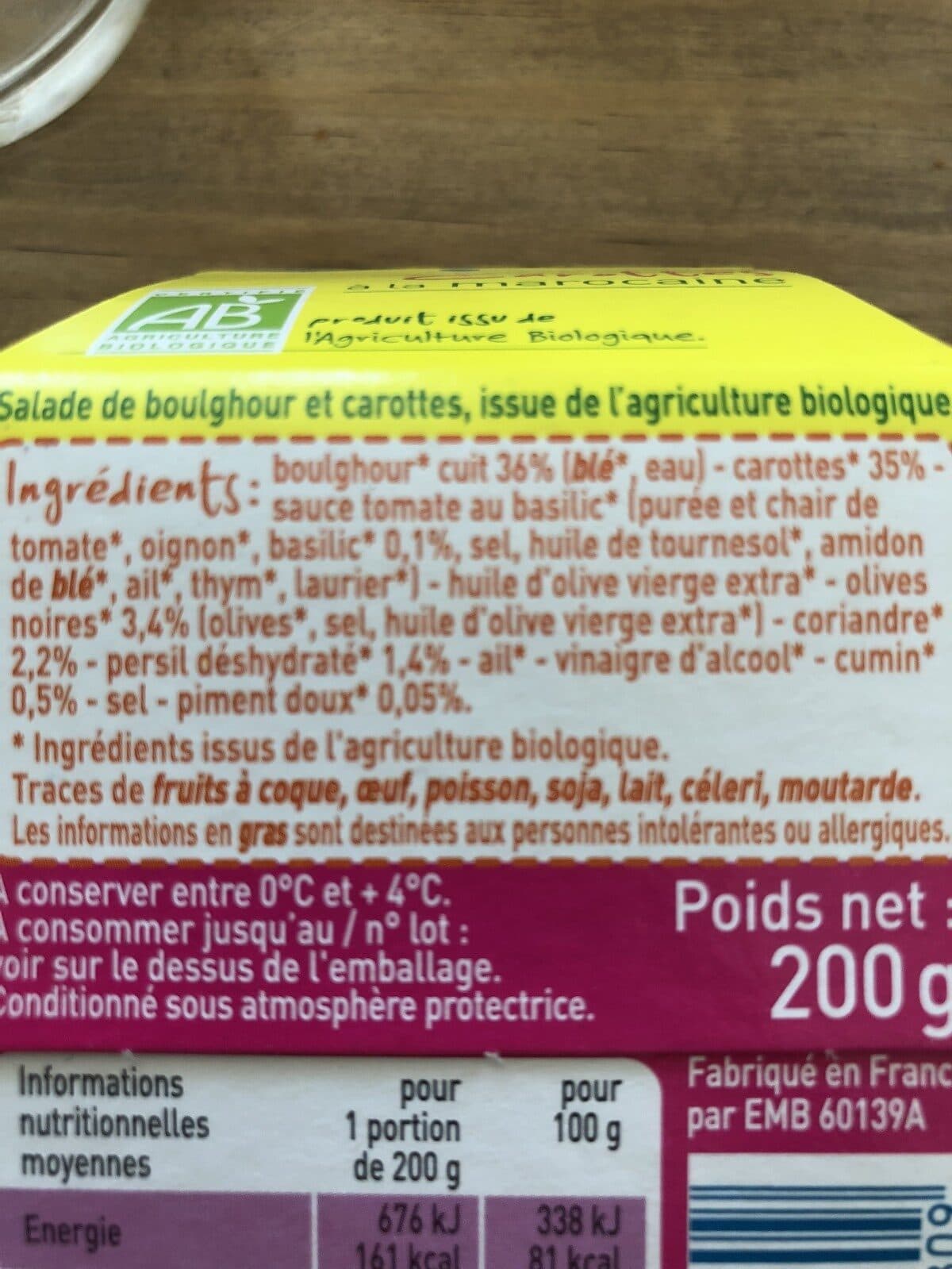 Monoprix bio Carottes à la marocaine packshot