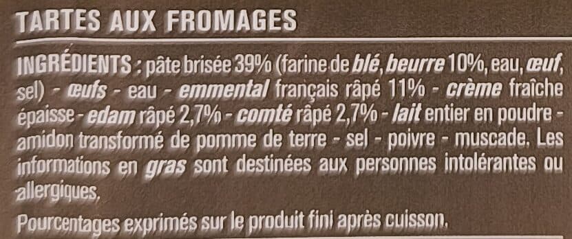 Monoprix Tartes aux fromages, pâte pur beurre packshot