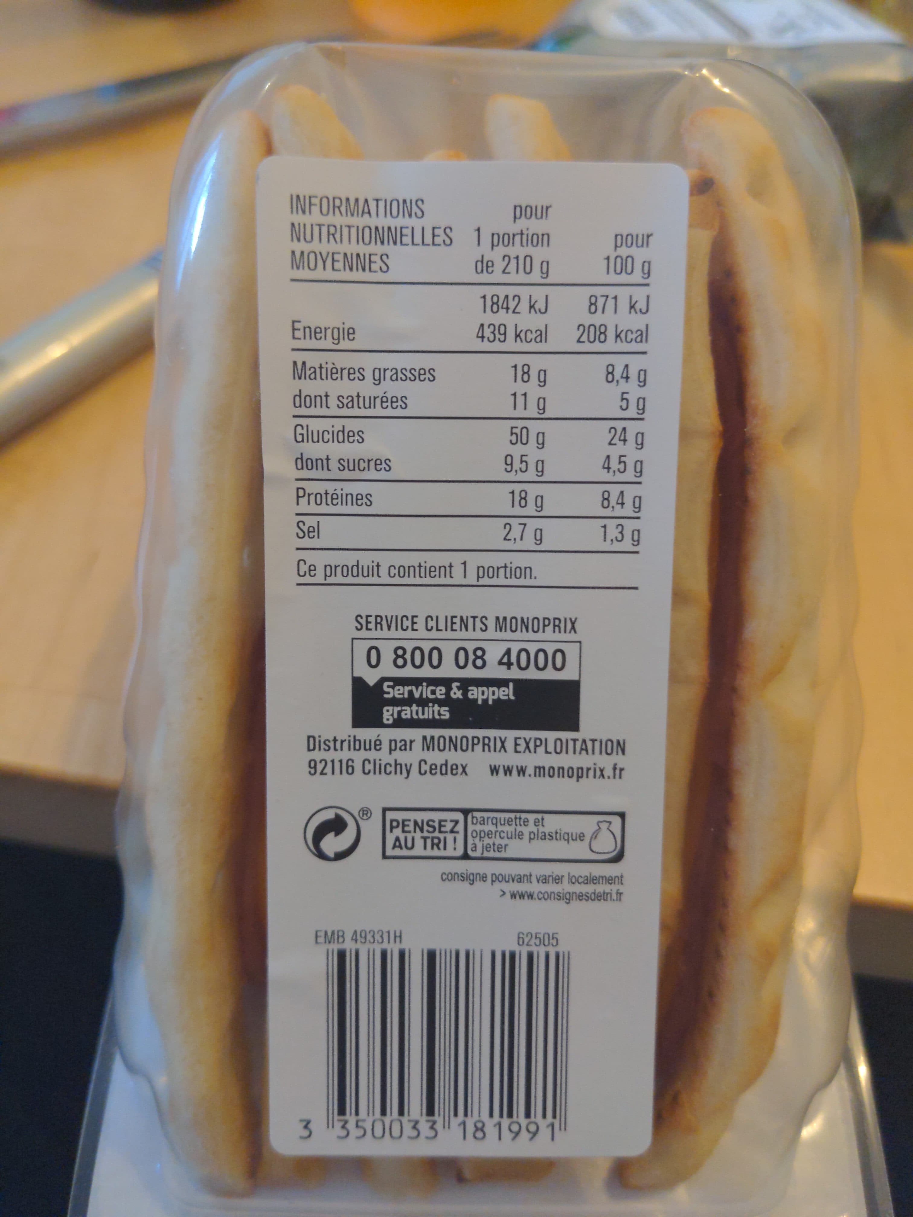 Monoprix Giga jambon cheddar sur pain polaire packshot
