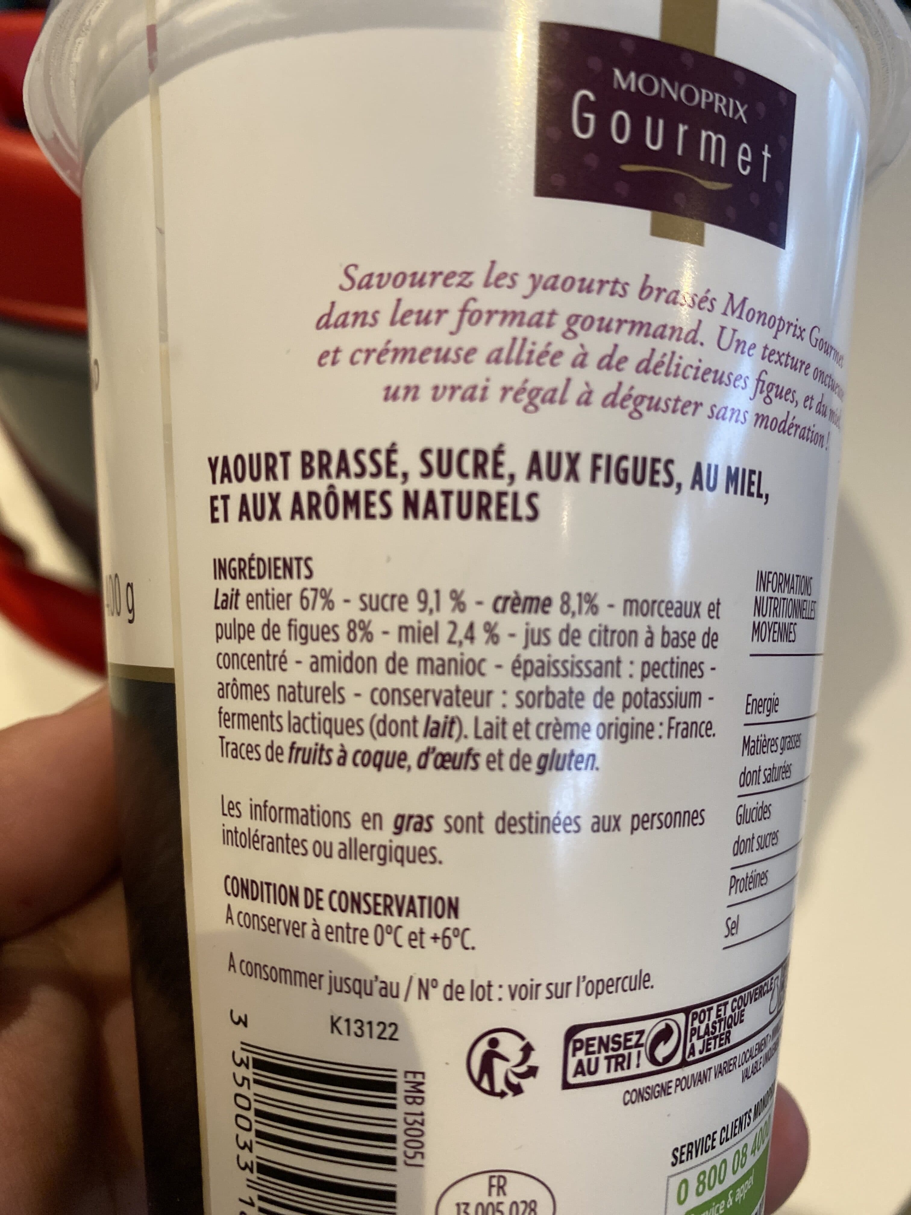 Monoprix Yaourt brassé gourmand figues et miel packshot