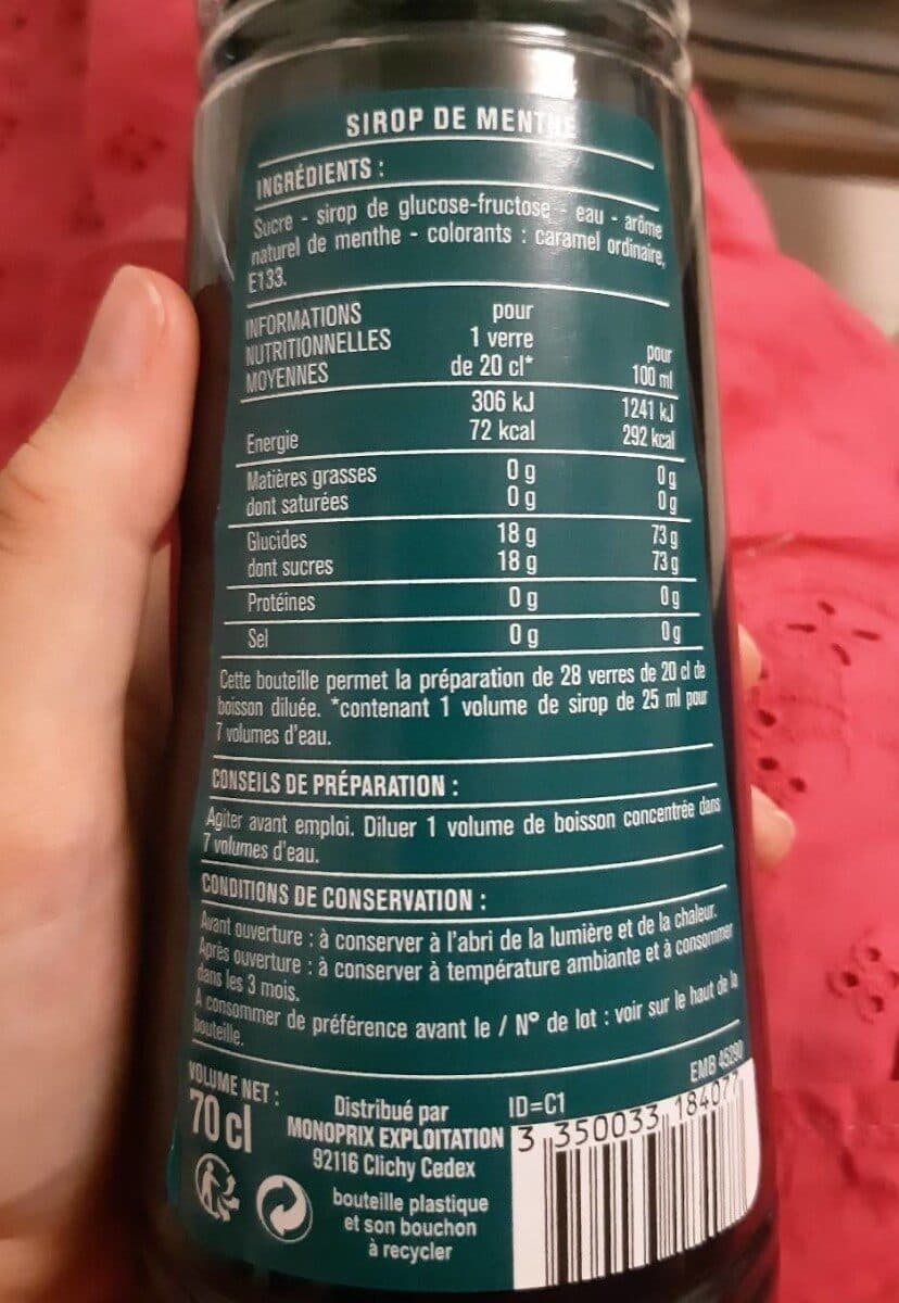 Monoprix Sirop menthe packshot