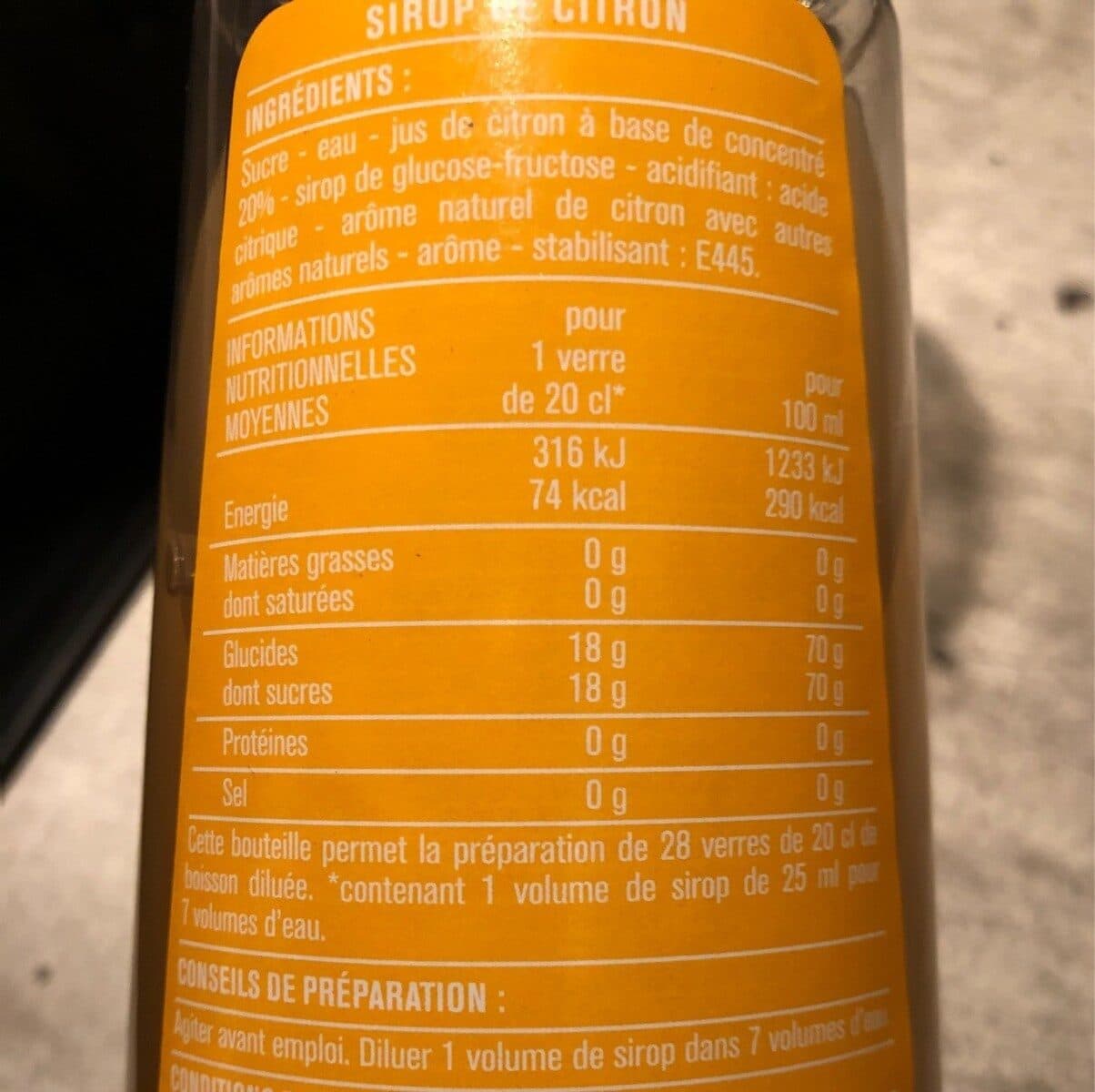 Monoprix Sirop à diluer au citron packshot