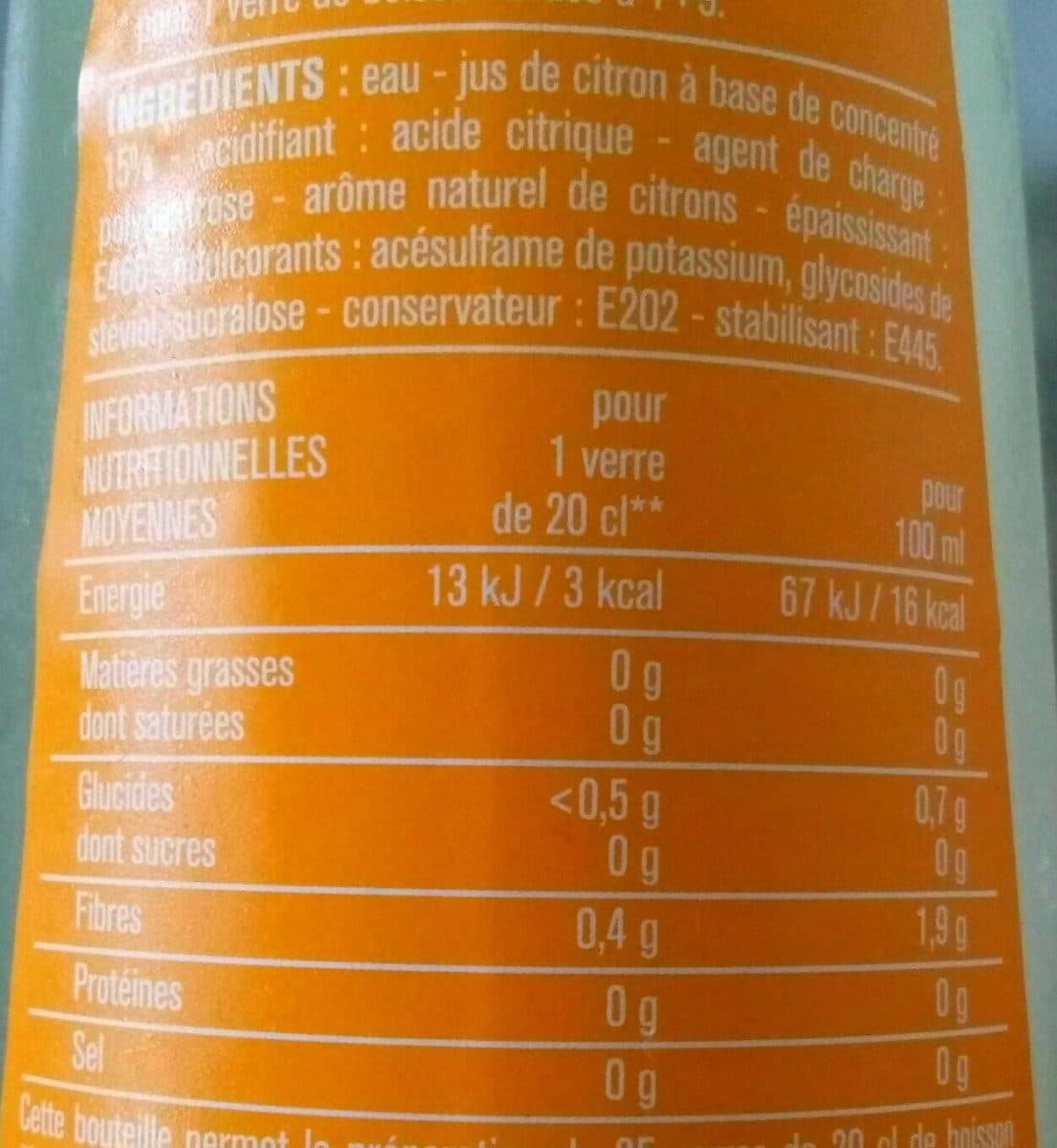 Monoprix Sirop citron sans sucre packshot