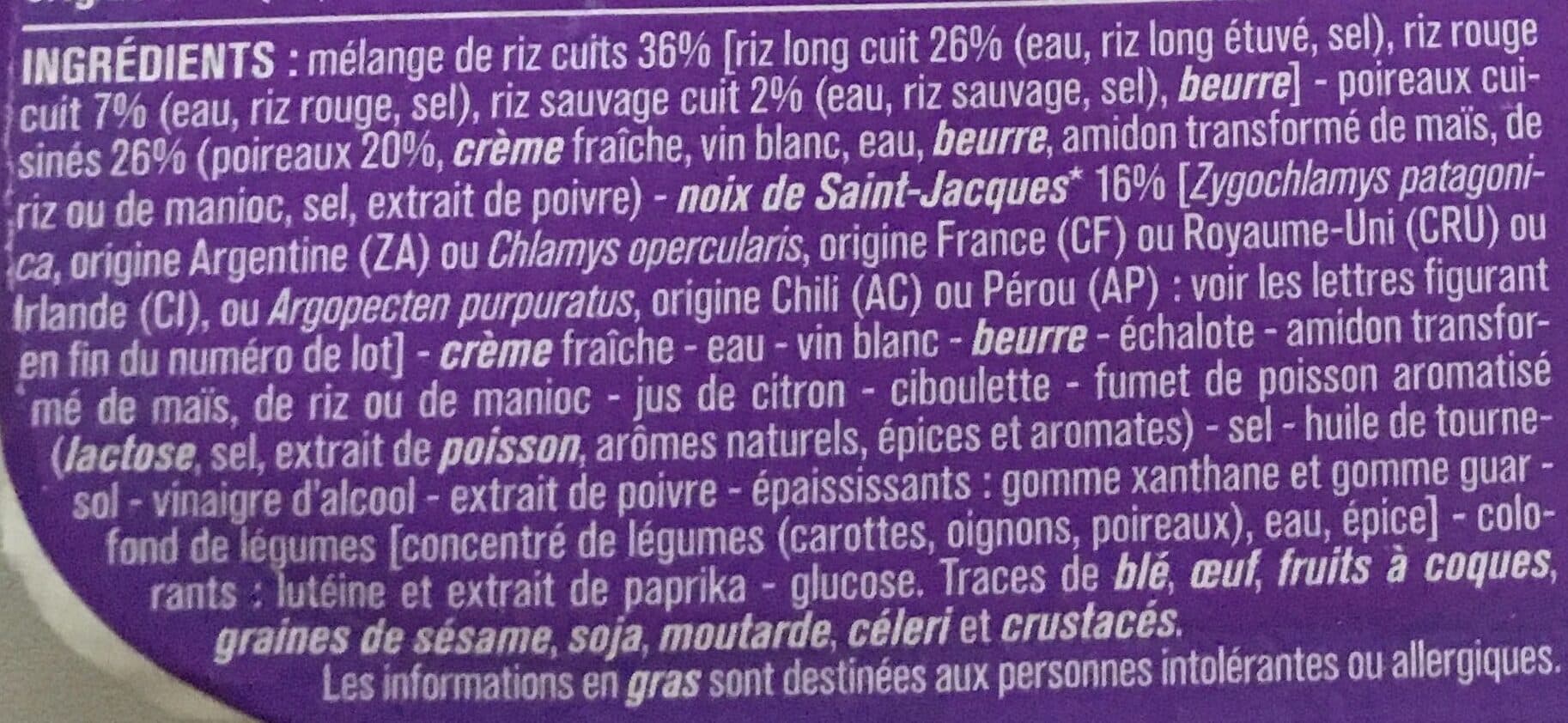 Monoprix Noix de saint-Jacques poireaux cuisinés et trio de riz assortis packshot