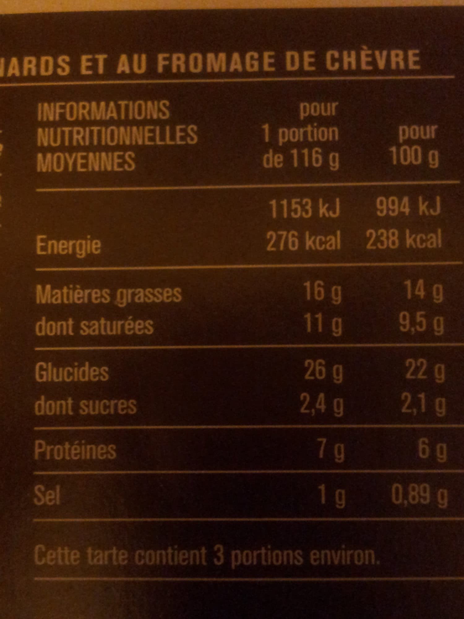 Monoprix Tarte Épinard Chèvre packshot