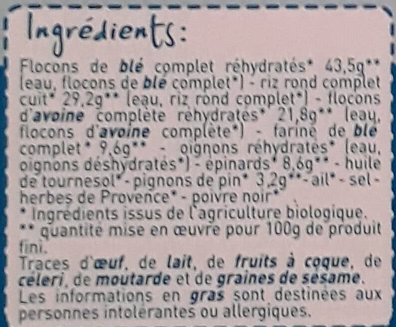 Monoprix Galettes de céréales complètes épinards et pignons packshot