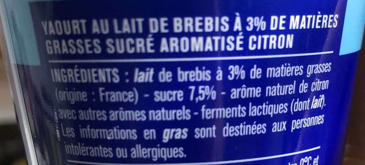 Monoprix Yaourt de brebis saveur citron packshot