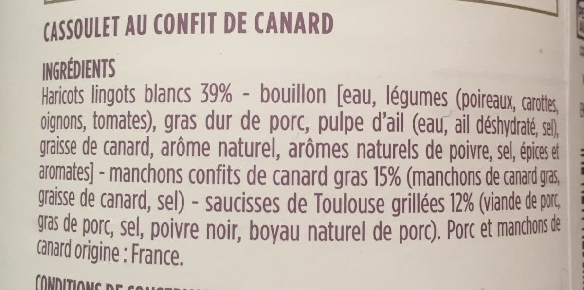 Monoprix Cassoulet au confit de canard de castelnaudary packshot