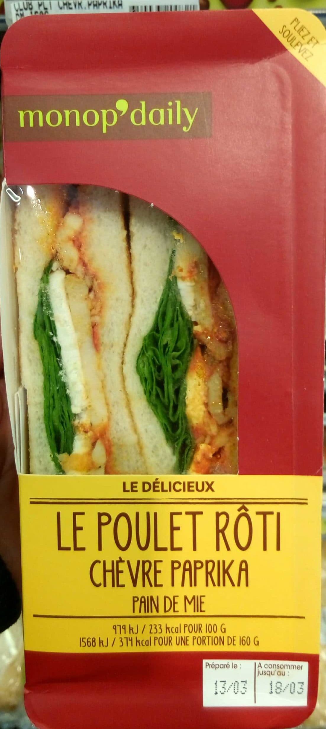 Monop'Daily Le Délicieux Poulet rôti Chèvre Paprika packshot