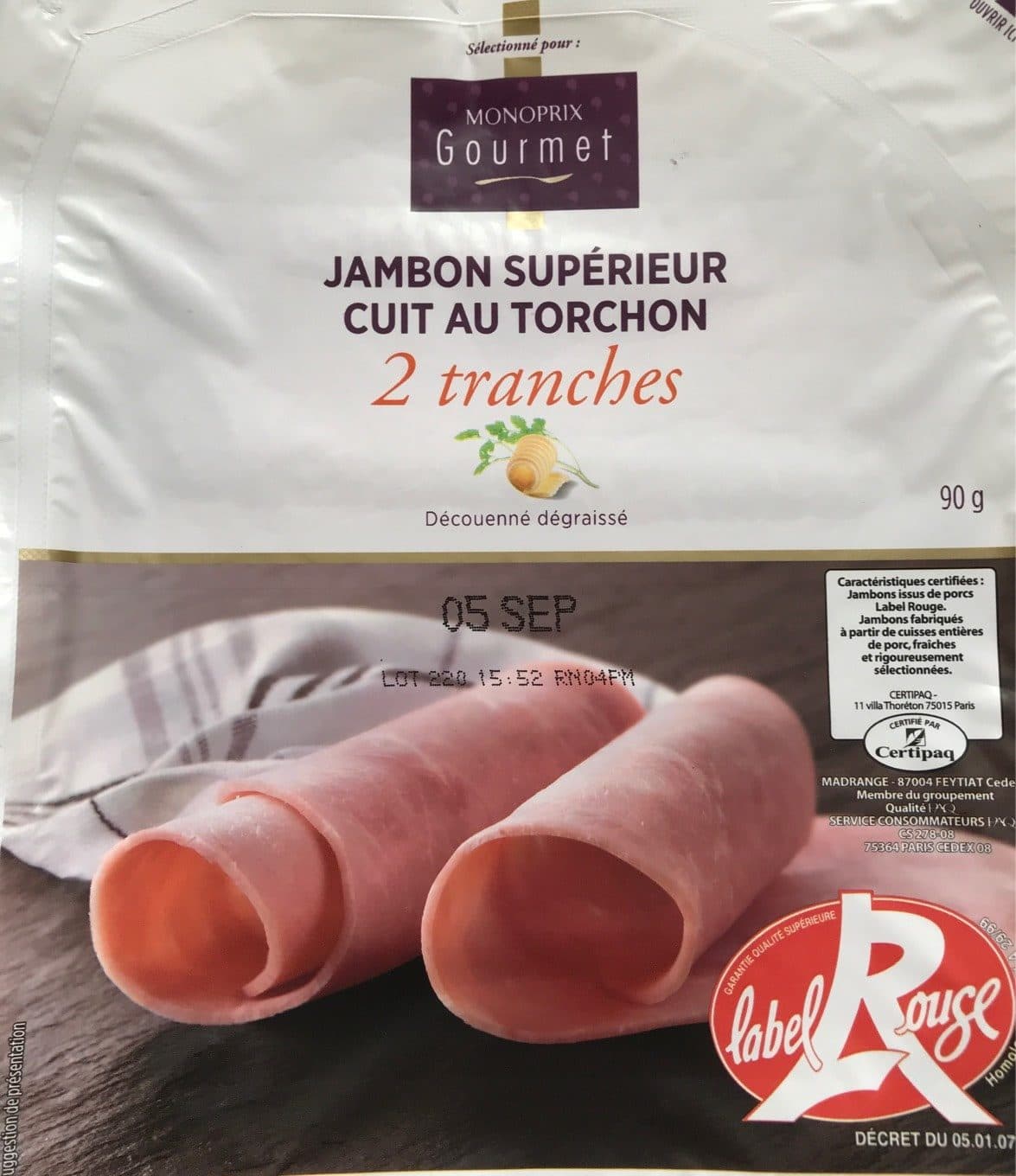 Monoprix Jambon supérieur cuit au Torchon packshot