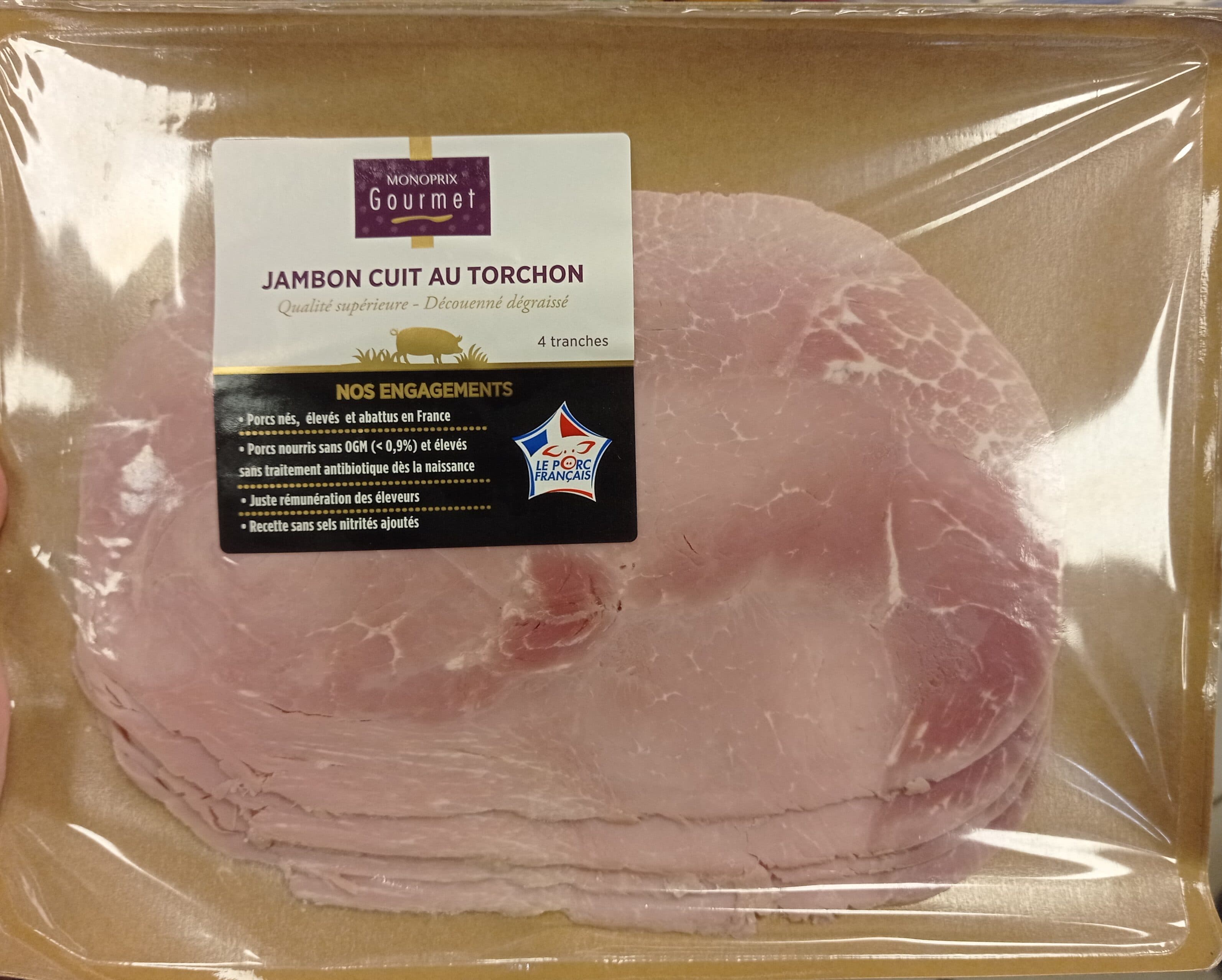 Monoprix Jambon cuit supérieure découenné degraiss packshot
