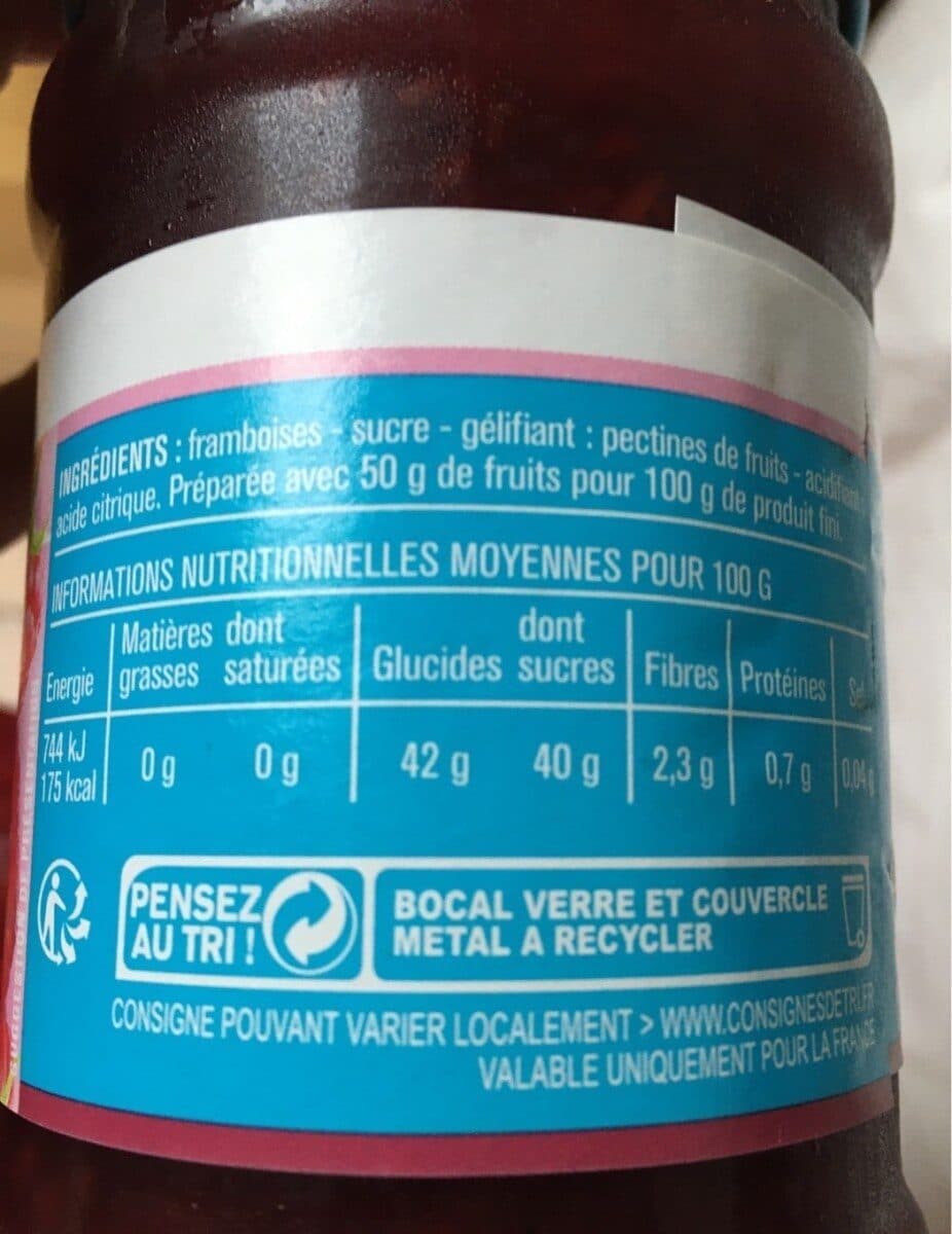 Monoprix Confiture allégée framboises packshot