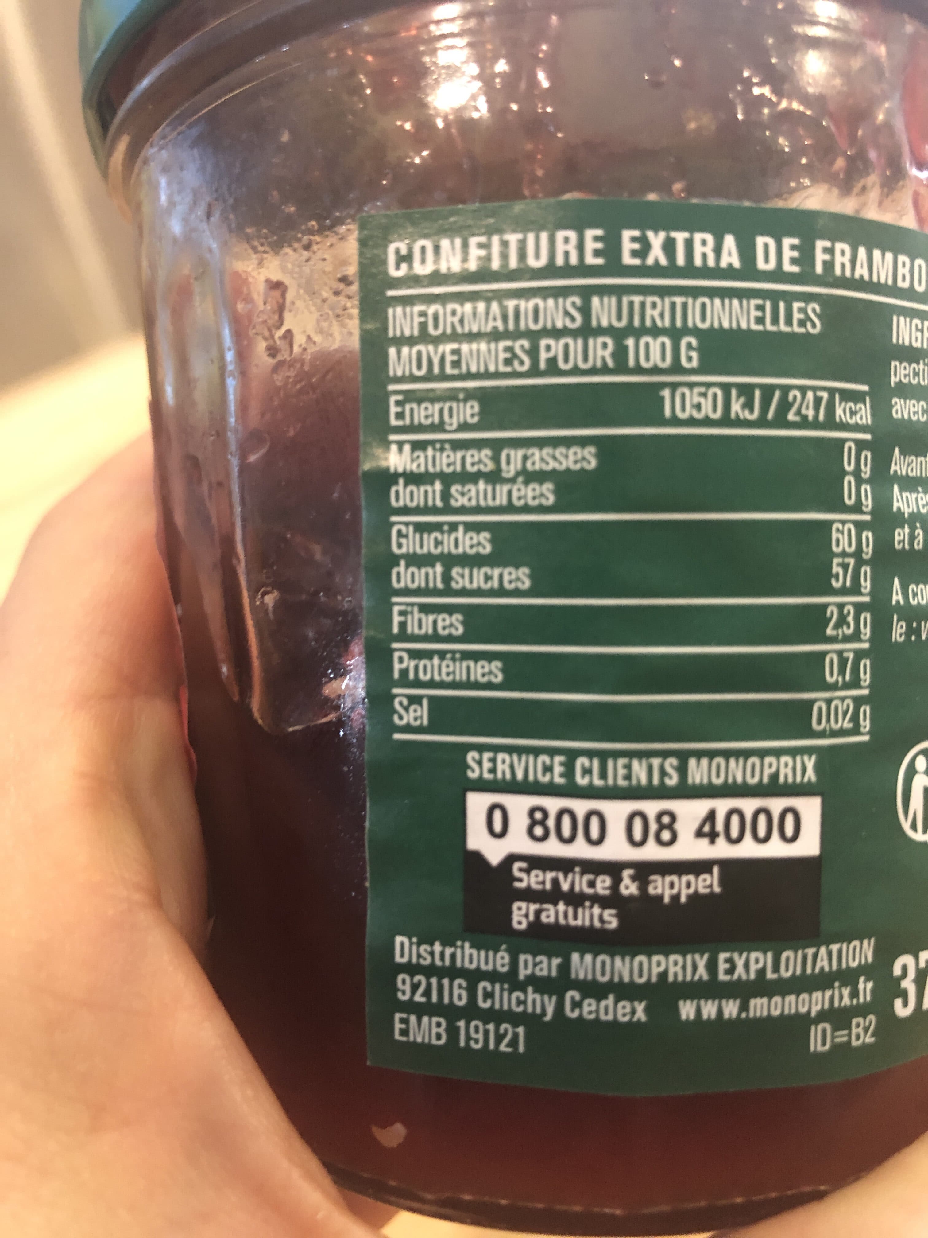 Monoprix Confiture extra framboises packshot